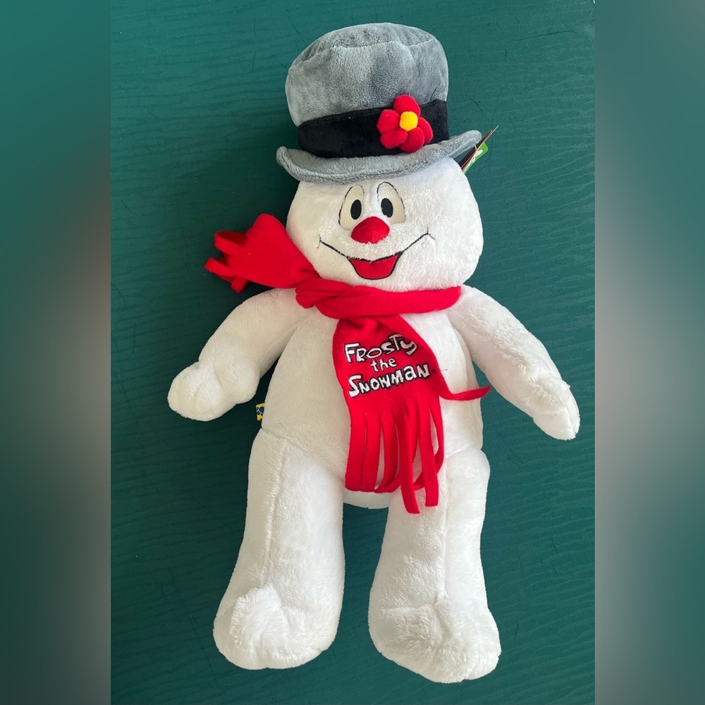 Glowing Frosty the Snowman Build a Bear 18" Plush Stuffed Snowman Hat Scarf Tags